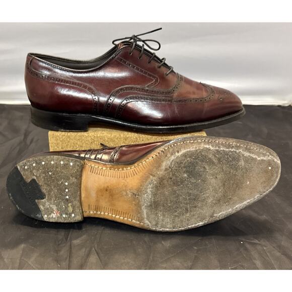 Johnston & Murphy Aristocraft Wingtip Oxford 11 Burgundy Leather Dress Shoes VTG main image 2